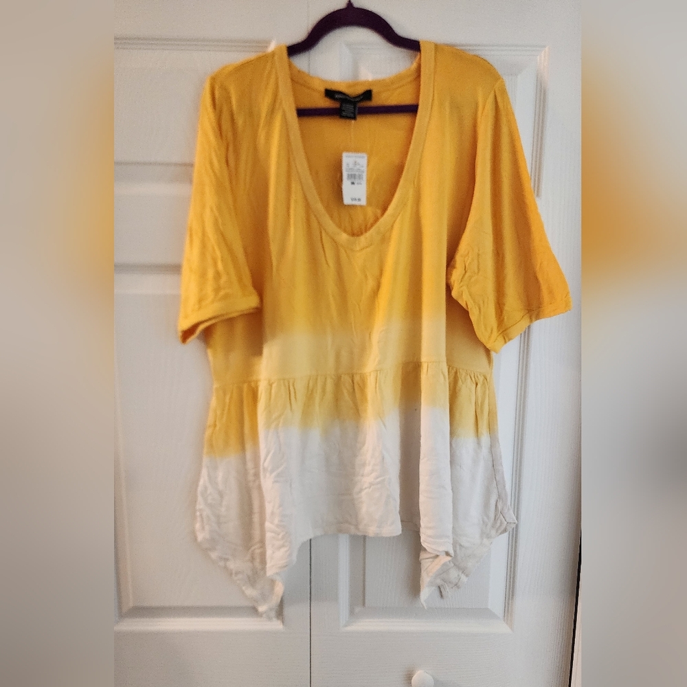 Ashley Stewart Yellow and White Blouse